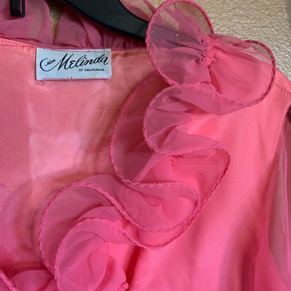 Beautiful Melinda Vintage Pink Chiffon Dress S/M - Picture 3 of 8